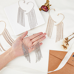 8Pcs 4 Style Crystal Rhinestone Chain Tassel Dangle Cuff Earrings&nbsp;EJEW-HY0001-02