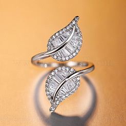 Brass Micro Pave Clear Cubic Zirconia Cuff Open Rings&nbsp;FS-WG34B33-01
