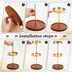 Wood with Iron Desktop Jewelry Display Stands&nbsp;ODIS-WH0038-258