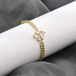Brass Micro Pave Cubic Zirconia Link Bracelets&nbsp;BJEW-Z082-01G-02