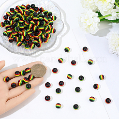 200Pcs Ghana Jamaica Reggae Stripe Resin Beads&nbsp;RESI-SP0001-54B