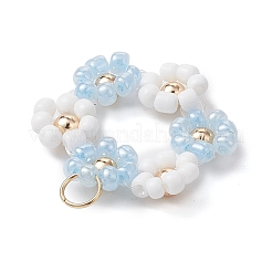 Flower Glass Seed Beads Pendants&nbsp;PALLOY-JF02979