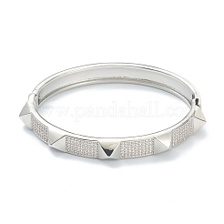 Brass Micro Pave Clear Cubic Zirconia Bangles&nbsp;BJEW-A116-01