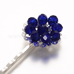 Brass Electroplate Glass Bead Flower Hair Bobby Pins&nbsp;PHAR-JH00048