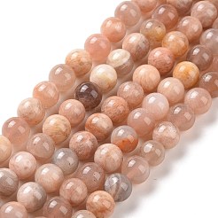 Round Natural Multi-Moonstone Beads Strands&nbsp;G-I176-09-6mm