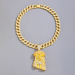 Alloy Crystal Rhinestone Jesus Pendant Necklaces for Men&nbsp;FS-WGEB413-02