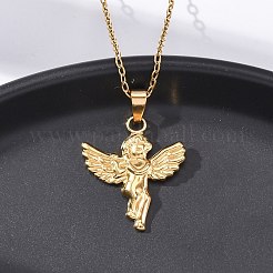 304 Stainless Steel Cupid Pendant Necklaces&nbsp;NJEW-H059-31G