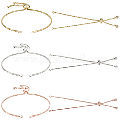 9Pcs 3 Colors Adjustable Brass Slider Bracelet Making&nbsp;MAK-BBC0001-33A
