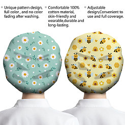2Pcs 2 Styles Cotton Adjustable Printed Bouffant Hats Working Caps for Women Men&nbsp;AJEW-DR0002-22A