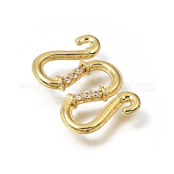 Brass Micro Pave Clear Cubic Zirconia M-Hook Clasps&nbsp;KK-CBA0DF0-15G