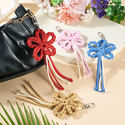 4Pcs Flower Cotton Threads Pendants Decorations&nbsp;HJEW-TA00406