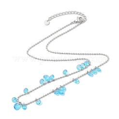 304 Stainless Steel Cubic Zirconia Teardrop & Flat Round Bib Ball Chain Necklaces for Women&nbsp;NJEW-F328-11P-07