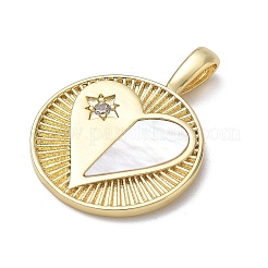 Brass Micro Pave Clear Cubic Zirconia Pendants&nbsp;KK-CBA56EF-24G
