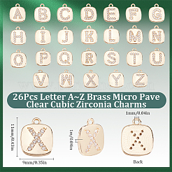 26Pcs 26 Styles Brass Micro Pave Clear Cubic Zirconia Charms&nbsp;KK-SC0005-76