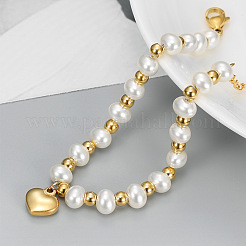 304 Stainless Steel & Imitation Pearl Charm Bracelets&nbsp;FS-WGF99C6-01