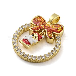 Christmas Brass Micro Pave Cubic Zirconia Pendants&nbsp;KK-H468-01E-01G
