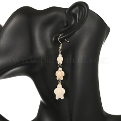 Dyed Tortoise Synthetic Turquoise Dangle Earrings&nbsp;EJEW-JE07362-01