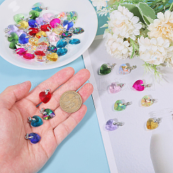 48Pcs 12 Styles Heart Glass Pendants&nbsp;PALLOY-GO00029