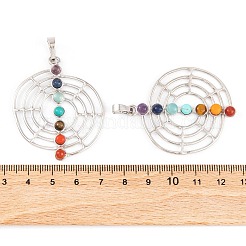 Chakra Natural Tiger Eye & Natural Lapis Lazuli & Natural Carnelian & Synthetic Turquoise & Glass Pendants&nbsp;G-NH0025-10P