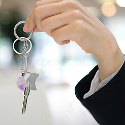 8Pcs Nuggets Natural Amethyst Pendant Keychain&nbsp;KEYC-PH01507