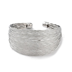 Brass Multi Lines Cuff Bangles&nbsp;BJEW-D039-01P