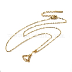 Brass Micro Pave Cubic Zirconia with Acrylic Ginkgo Leaf Pendant Necklaces for Women&nbsp;NJEW-E106-02KCG