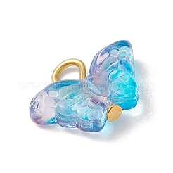 Golden Iron Flat Head Pins and Transparent Spray Painted Glass Beads Pendants&nbsp;PALLOY-JF03129
