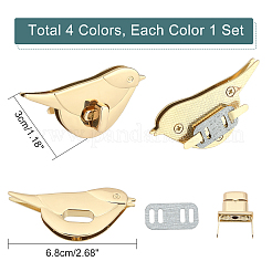 4Pcs 4 Colors Zinc Alloy Twist Bag Lock Purse Catch Clasps&nbsp;PURS-PH0001-01