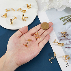 12Pcs 2 Styles Flat Round Brass Clip-on Earring Findings&nbsp;EJEW-FH0001-12