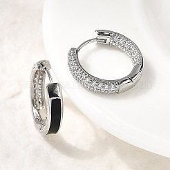 Brass Micro Pave Clear Cubic Zirconia Hoop Earrings&nbsp;EJEW-K276-11P-01