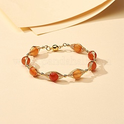 Healing Power Natural Carnelian Beaded Bracelets for Men Women&nbsp;X1-BJEW-TA00012-01