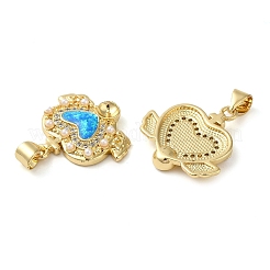 Rack Plating Brass Micro Pave Clear Cubic Zirconia Pendants&nbsp;KK-P268-09G