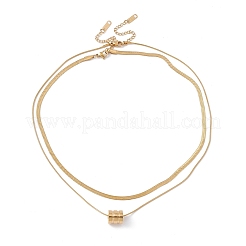 2Pcs 2 Style Ion Plating(IP) 304 Stainless Steel Column Pendant Necklaces Set&nbsp;NJEW-G090-03G
