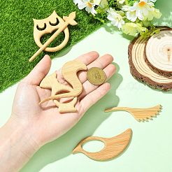 3Pcs 3 Styles Wood Buckle Pin&nbsp;JEWB-CJ0003-36