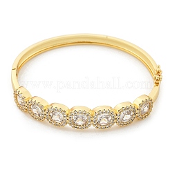Brass Micro Pave Clear Cubic Zirconia Hinged Bangles for Women&nbsp;BJEW-K274-01G