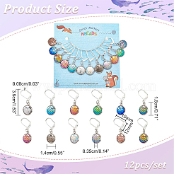 12Pcs 12 Colors Resin Figure of Fish Scale Charms Locking Stitch Markers&nbsp;HJEW-PH01506