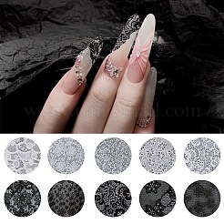 10 Rolls PET Lace Flower Nail Foils Floral Transfer Paper&nbsp;STIC-WH20010-16B