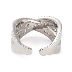 Rack Plating Brass Micro Pave Cubic Zirconia Open Cuff Rings&nbsp;RJEW-C080-09P
