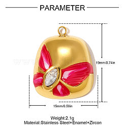 304 Stainless Steel Cubic Zirconia Pendants&nbsp;STAS-OY010-04G