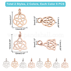 24Pcs 2 Style 304 Stainless Steel Pendants&nbsp;STAS-DC0006-77