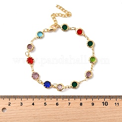 304 Stainless Steel Glass Link Chain Bracelets for Women&nbsp;BJEW-V010-01G