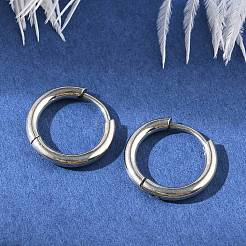 Tarnish Resistant 202 Stainless Steel Huggie Hoop Earrings&nbsp;EJEW-F111A-14mm-P
