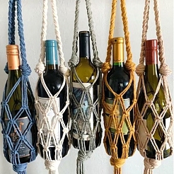 Handmade Macrame Cotton Wine Hanging Basket&nbsp;PW-WG00265-01