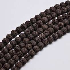 Natural Lava Rock Round Bead Strands&nbsp;G-I124-10mm-M