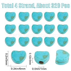 4 Strands Dyed Synthetic Turquoise Heart Beads Strands&nbsp;G-SC0002-61A