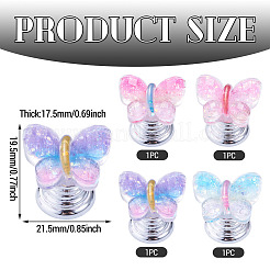 4Pcs 4 Colors Plastic Butterfly Shaped Toilet Tank Button&nbsp;AJEW-TA0003-57