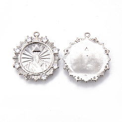 Brass Micro Pave Cubic Clear Zirconia Pendants&nbsp;KK-N232-176P-NF