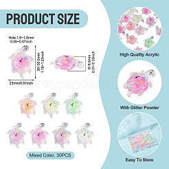 30Pcs Transparent Acrylic and Glitter Powder Pendants&nbsp;TACR-TA0001-91