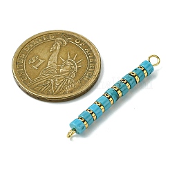 Dyed Natural Magnesite & Electroplated Synthetic Non-magnetic Hematite Heishi Connector Charms&nbsp;PALLOY-JF03291-05