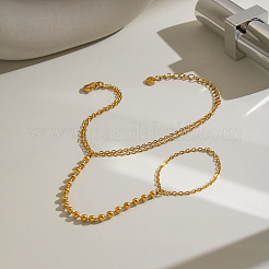 304 Stainless Steel 2-Strand Hand Chain Ring Bracelets with Round Ball for Women&nbsp;HZ7665
